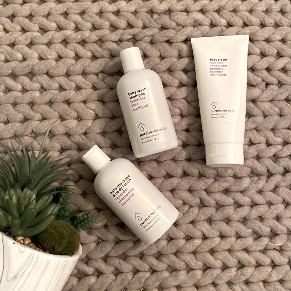 ✨Host Pick✨ NATURAL Pure Haven Baby shampoo/wash, massage/body lotion, cream NWT - Picture 1 of 10